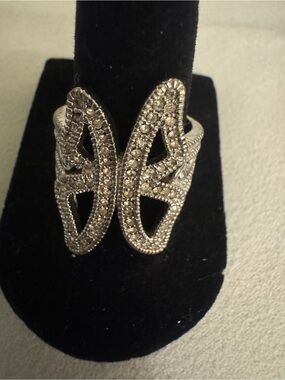 Avon Silver-Tone Pave Butterfly Ring
